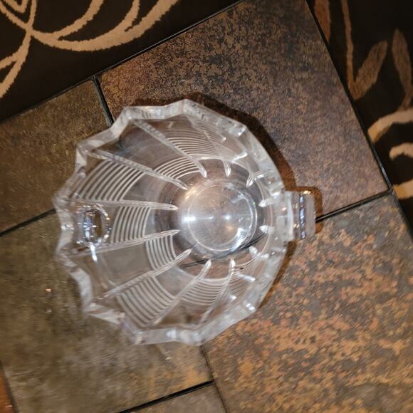 Vintage Bohemian Czech Cut Glass Ice Bucket Vase Etched Crystal 7" - Picture 9 of 11